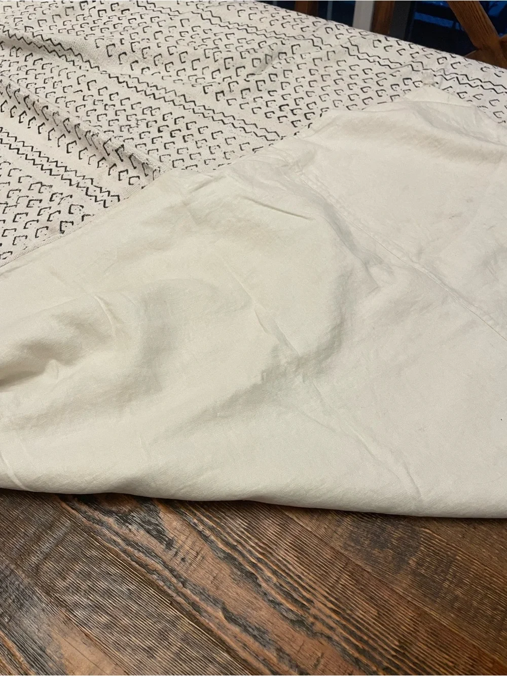 Handmade African White and Black Mudcloth Throw Blanket